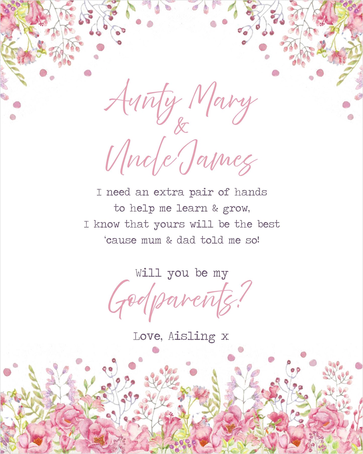 Baby Print - Will you be my Godparents?