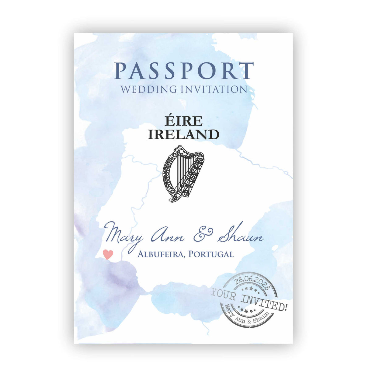 Blue Bliss Passport Invitation