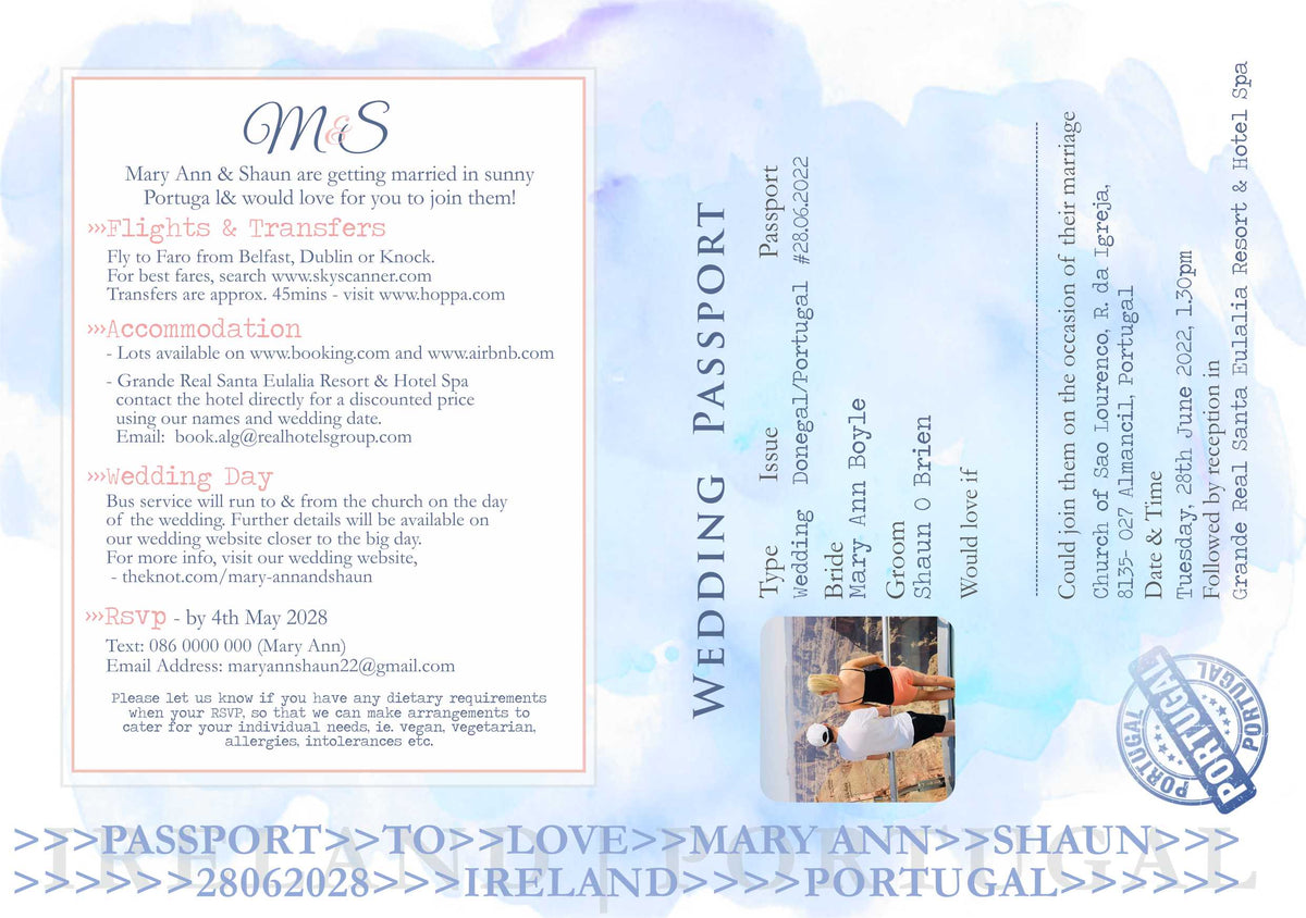 Blue Bliss Passport Invitation