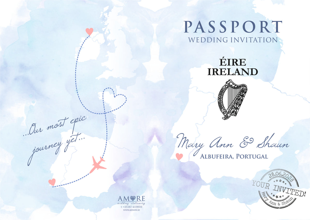 Blue Bliss Passport Invitation