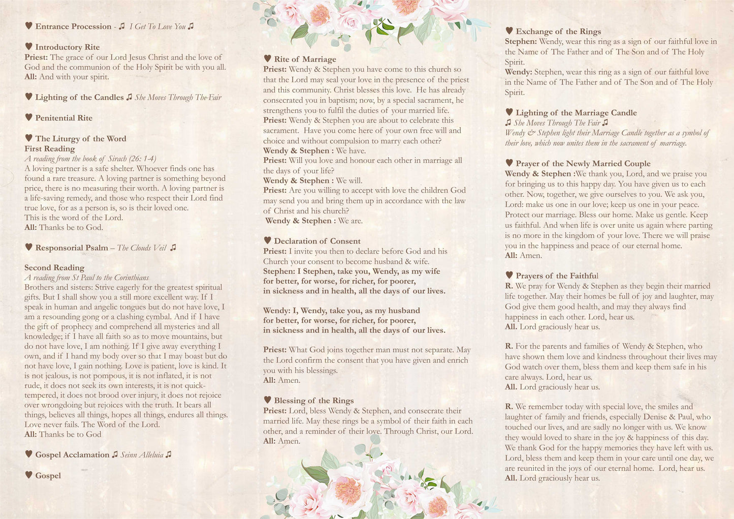 All of the Lights Wedding Booklet