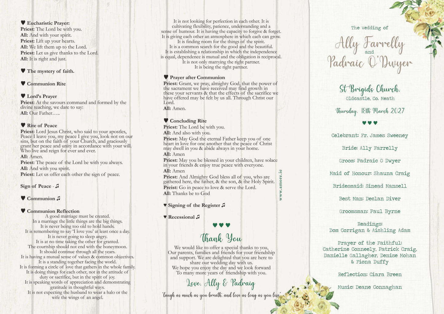 Mellow Yellow Wedding Booklet